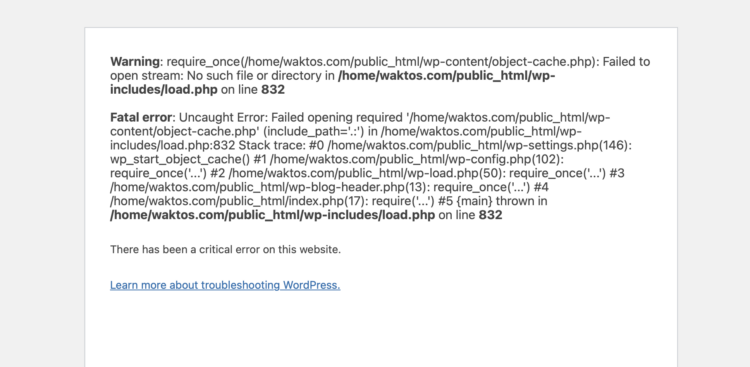 require_once(/home/waktos.com/public_html/wp-content/object-cache.php): Failed to open stream: No such file or directory in /home/waktos.com/public_html/wp-includes/load.php